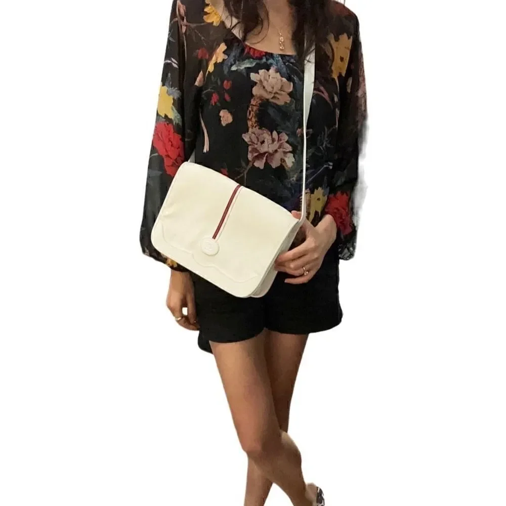 Gucci white Gg canvas and leather cross body bag